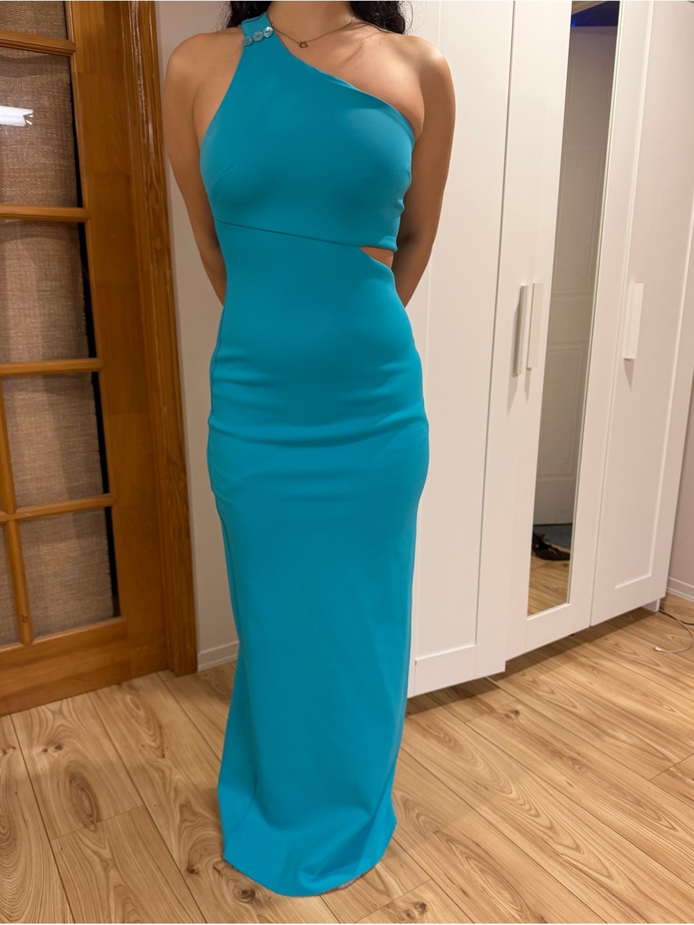 Marciano by Guess One-Shoulder Turquoise Evening Gown - Picture 2 of 4